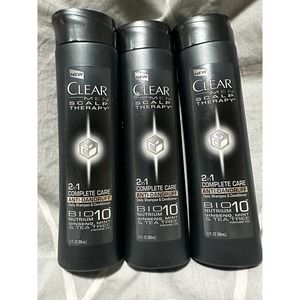 Clear Men Scalp Therapy 2 in 1 Dandruff Shampoo Conditioner Travel Sz 3oz Lot 3